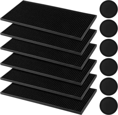 Image de Tapis de bar de 30x15 cm, lot de 6, en silicone, avec 6 sous-verres, pour la cuisine