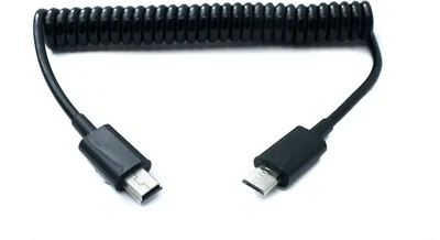 Obrázok produktu pre USB 2.0 kábel, 70 cm, konektor Mini-B na konektor Micro-B, špirálový, výsuvný | System-S