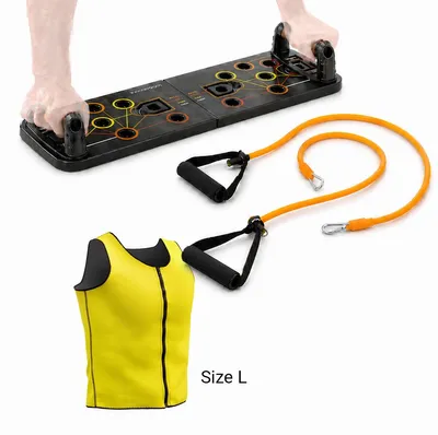 Produktbild von Pack Liegestützbrett mit Widerstandsbändern und Sauna-Sportweste Herren L InnovaGoods
