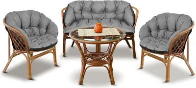 Produktbild von Gartenset 2x122x40cm + 190x40cm für Sessel, Sofa, Schaukel, Rattanmöbel, wasserfest grau