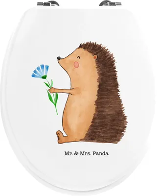 Produktbild von Mr. & Mrs. Panda Klodeckel Igel Blumen - Weiß - Geschenk, Genesungswünsche, Klo-Deckel, Besuch, WC-Sitz, Krankenhaus, Gute Laune, Krankheit, Toilettendeckel, Besserung