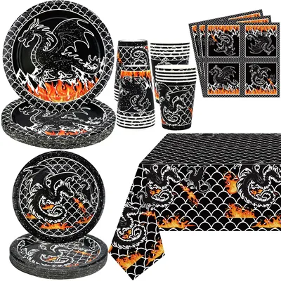 Drachen-Party-Set für 20 Gäste – Teller, Becher, Servietten & mehr