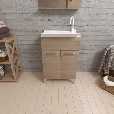Immagine prodotto di Lavatoio 50x50 con ante quercia naturale e tavola lavapanni | Pratico