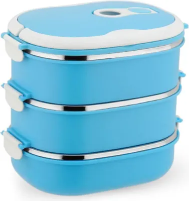 Produktbild von Lunchbox/Bento Box, Tragbare Isolierung Edelstahl Wärmeisolierung mit Griff Mittagessen Behälter Bento Box für Kinder und Erwachsene 3 Layer