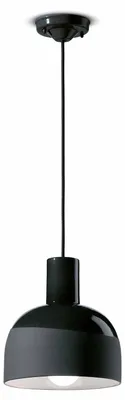 Image de Ferroluce Caxixi Lampe à suspendre Ø 22,5cm Noir Rond