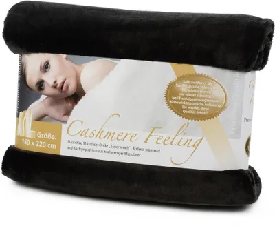 Produktbild von Gözze Premium Cashmere-Feeling Decke schwarz 180x220 cm