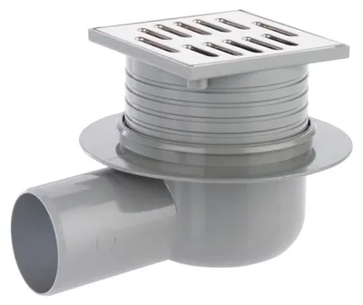 Zdjęcie produktu dla ACO odpływ balkonowy/tarasowy, 100 x 100 mm, DN75, kolor szary, odpływ poziomy