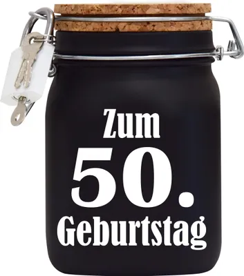 Produktbild von Spardose Geld Geschenk Ideen 50. Geburtstag Schwarz Größe L 1 Liter