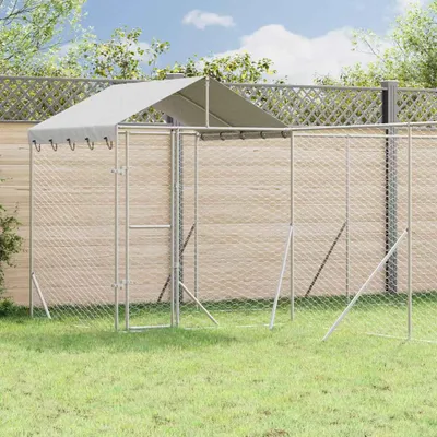 Immagine prodotto di vidaXL Cuccia per cani da esterno con tetto argento 10x6x2,5 m in acciaio zincato