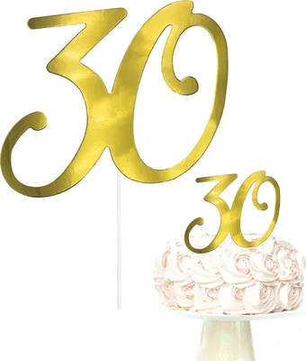 Produktbild von Oblique Unique Torten Topper Kuchen Muffin Aufsatz Zahl 30 für 30. Geburtstag Jubliäum Deko Cupcake Dekoration - gold