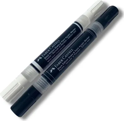 Obrázek produktu pro Akrylové fixy Black Edition, 2 ks, bílá + černá – Faber-Castell