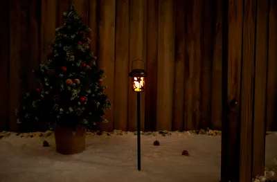 Produktbild von Solar Weihnachts-Gartenleuchte 2in1 Laterne Dämmerungssensor IP44