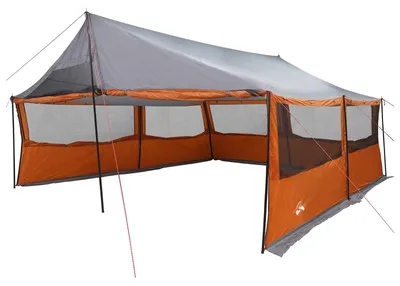 Produktbild von vidaXL Familienzelt mit Dach Grau und Orange 600 x 400 x 268 cm