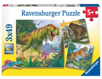 Produktbild von 3 x 49 Teile Ravensburger Kinder Puzzle Herrscher der Urzeit 09358