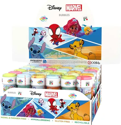 Imagen del producto de Jabones de burbujas de 60 ml, diseños de Disney/Marvel (36 unidades)