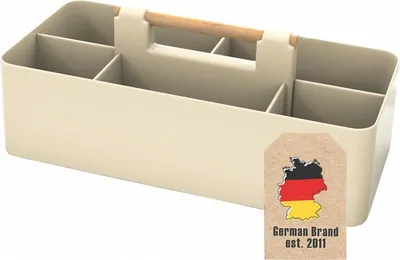 Obrázek produktu pro Intirilife Make Up Organiser v barvě khaki - Kosmetický box s 5 přihrádkami pro uložení make-upu - ideální také jako organizér na stůl nebo na kuchyňské náčiní