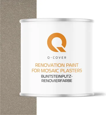 Produktbild von Q-COVER BUNTSTEINPUTZ-RENOVIERFARBE Kieselgrau RAL 7032 2,5L – UV- & Witterungsschutz, wasserabweisend, für Innen & Außen