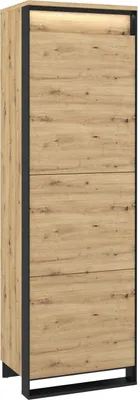Produktbild von Schrank QUANT QA-02 Drehtürenschrank mit LED-Beleuchtung Kleiderschrank Mehrzweckschrank 1 Tür Push-to-Open 60 x 195 cm Loft (Artisan Eiche / Schwarz)