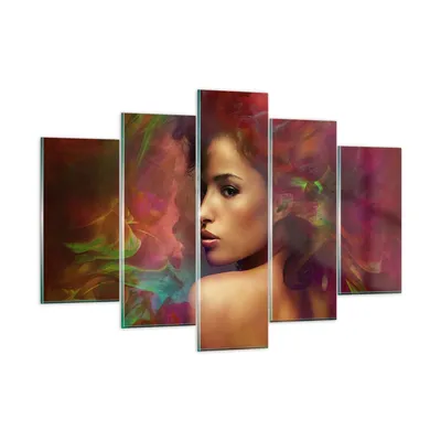 Produktbild von Bilder auf glas - frau gesicht - 150x100cm - Glasbilder - Wandbilder - Kunstdruck - zum Aufhängen bereit - Wanddekoration aus Glas - Glas Bilder - Wandbild auf Glas - 5 Teile - GEA150x100-3735