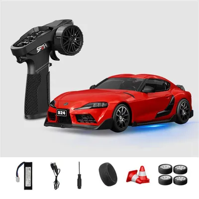 Produktbild von Hstar D24-01Q2 RC Drift Auto 1:24 4WD, 2,4GHz Ferngesteuertes Rennauto mit Gyro, LED-Licht, Proportionale Steuerung, RTR Rot
