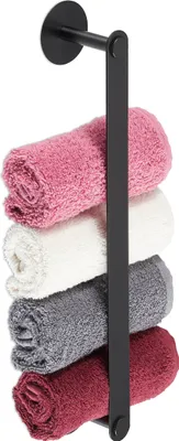 Produktbild von Relaxdays Handtuchhalter, selbstklebend, Edelstahl, HBT: 5,5 x 40,5 x 7 cm, Bad, Handtuchstange ohne Bohren, schwarz