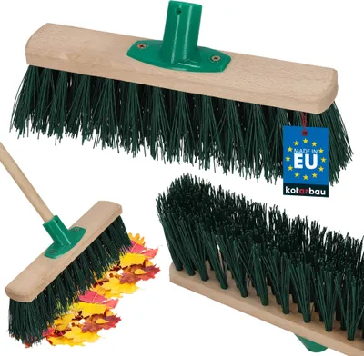 Image de KOTARBAU® Balai Brosse Bois de Hêtre 30 cm Vert Balai Extérieur Brosse pour Terrasse Poils Durs Sans Manche