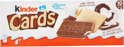 Produktbild von 6x Kinder Cards Waffel mit scholokade schoko riegel 5 Stück kekse waffel 128 g