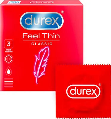 Obrázek produktu pro Durex Feel Thin Classic Cienkie prezerwatywy lateksowe, 3 sztuki