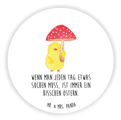 Produktbild von Mr. & Mrs. Panda magnet Küken Fliegenpilz - Weiß - Geschenk, für fotos, Geschenke zu Ostern, whiteboardmagnet, kühlschrank, Glückspilz, Ostergrüße, pinnwand, Frohe