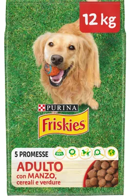 Productafbeelding van Purina Friskies hondenbrokken voor volwassen honden, met rundvlees, granen en groenten, 12 kg