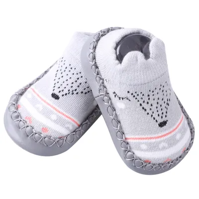 Obrázok produktu pre Mäkké bavlnené novorodenecké ponožky NOn slip Baby Bottom Walking Standing Cute Ankle Sock (11cm Grey)