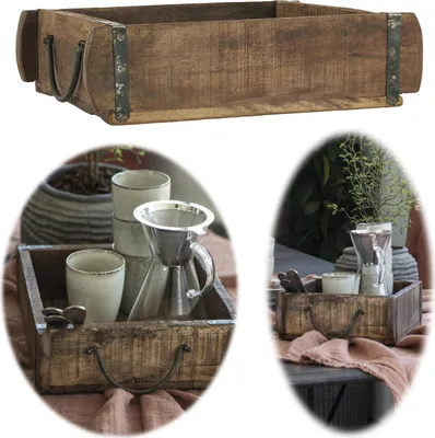 Produktbild von LS-LebenStil Holz Ziegelform Unika 31x27cm Braun Schublade Backsteinform Cutlery Deko Aufbewahrungskiste Aufbewahrungsbox Pflanzkübel Besteckasten