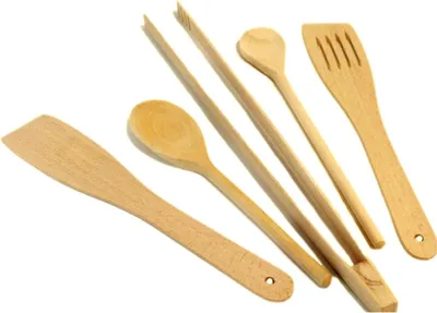Produktbild von Holzkochlöffel-Holzlöffel- Kochlöffelset-Pfannenwender-Grillzange-Küchenhelfer Set