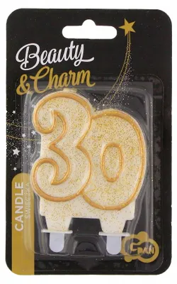 Produktbild von GoDan Geburtstagskerze Zahl 30 Gold Torten Deko