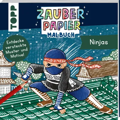Produktbild von Malbuch Ninjas mit Zauberpapier, handliches Format für unterwegs, 24 Motive, ab 5 Jahren