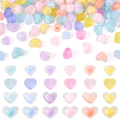 120 Acryl-Herzperlen, matt, 11–13 mm, für DIY-Schmuck