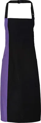 Produktbild von Premier Workwear PR162 | Contrast Bib Apron - 72 x 86 cm - Waschbar bis 60 °C - Farbe: Black/Purple (ca. Pantone 269) - Größe: 72 x 86 cm