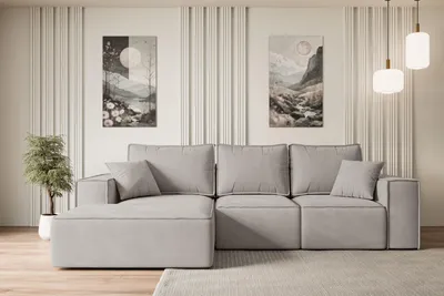 Produktbild von ALTDECOR Ecksofa mit Schlaffunktion und Bettkasten SERRA-L-S - 266x161x87 cm Hellbraun - Corner Sofa Bett Eckcouch Couch L-Form Schlafcouch Ausziehbar Wohnlandschaft Schlafsofa Cauchsofa