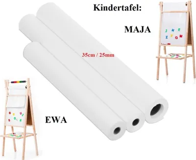 Produktbild von Papierrolle für Spieltafel Kinderzimmer 35cm / 25mm weiß 25m länge