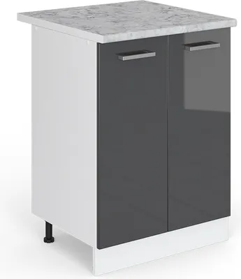 Produktbild von Vicco Küchenunterschrank R-Line, 46 cm mit Arbeitsplatte, Anthrazit Hochglanz/Weiß