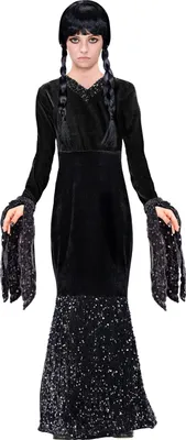 Produktbild von Dark Girl Kinderkostüm - Glamour Abendkleid Halloween Verkleidung | Schwarz Größe: 140