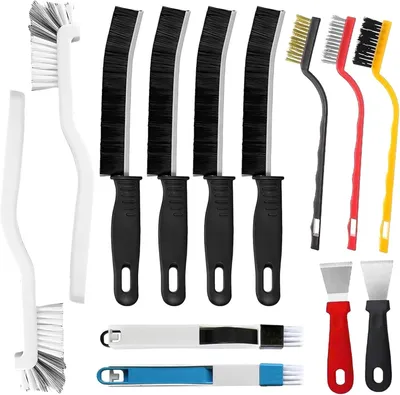 Imagen del producto de Kit de limpieza de 13 piezas, que incluye 11 cepillos y 2 raspadores, ideal para baños y cocinas