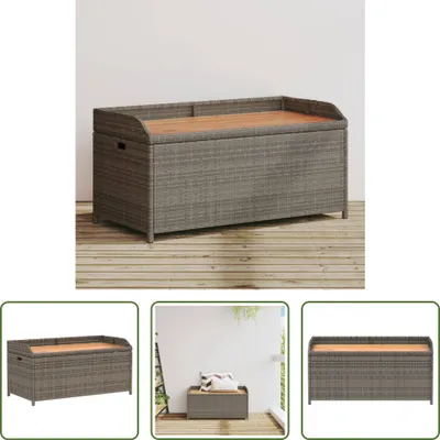 Immagine prodotto di The Living Store Panca con contenitore grigio 100x50x52 cm in poly rattan legno di acacia