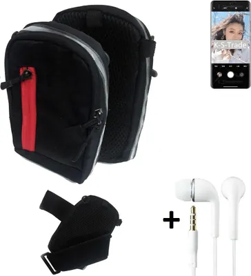 Produktbild von K-S-Trade Outdoor Gürteltasche Holster Umhängetasche + Kopfhörer kompatibel mit Xiaomi Civi 1S schwarz Handy Tasche Case travelbag Schutzhülle