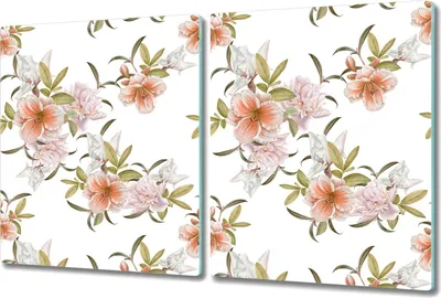 Produktbild von Glas Schneidebrett Herdabdeckplatten Schneideplatten - 2x 40x52 cm - Frühling Blumen