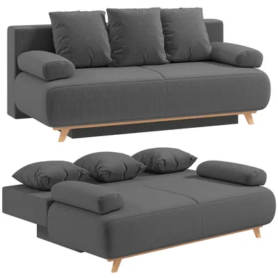 Produktbild von HOMCOM Schlafsofa 188x140cm 3-Sitzer Sofa mit Bettfunktion, Stauraum Grau