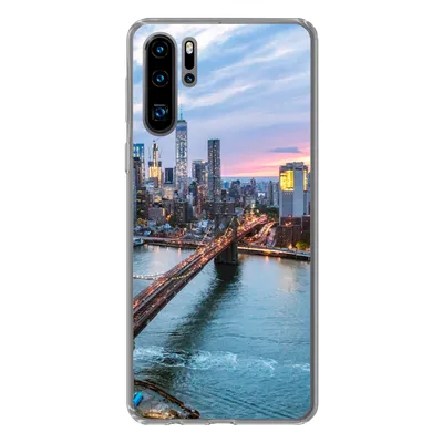Produktbild von MuchoWow® Handyhülle Schutzhülle Hülle für Huawei P30 Pro New Yorker Skyline an der Brooklyn Bridge Silikon Softcase Handy Hülle - Schutzdeckel