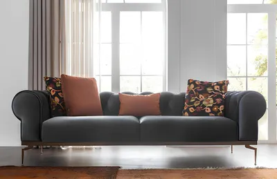 Obrázok produktu pre Chesterfield trojmiestna pohovka 3miestna látková pohovka pohovky modrá látková pohovka