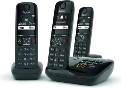 Zdjęcie produktu dla Telefon stacjonarny GIGASET AS690 A Trio, automatyczna sekretarka 20 minut, tryb głośnomówiący, blokada połączeń, czarny