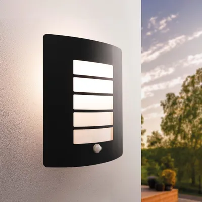 Produktbild von Ledvion LED Wandlampe Mit Sensor E27 Fassung IP44 Schwarz Außenlampe